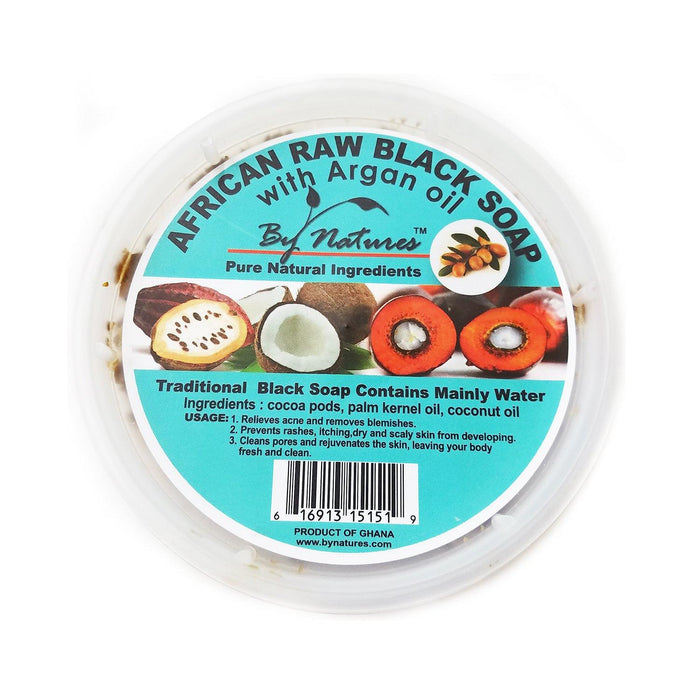 By Natures African Raw Black Soap Tub W/Argan Oil 8 Oz.