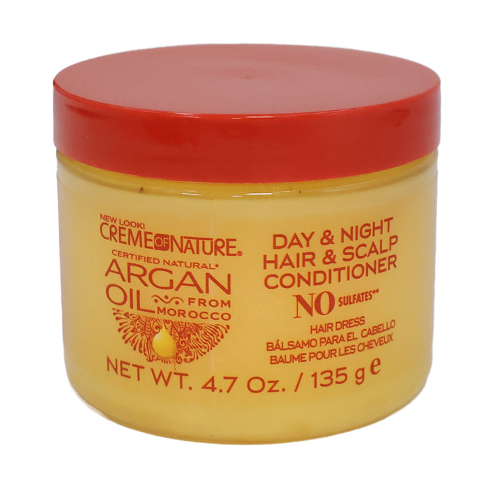Creme Of Nature Argan Oil Day Night Hair Scalp Conditioner Hair Dress, 4.76 Oz.
