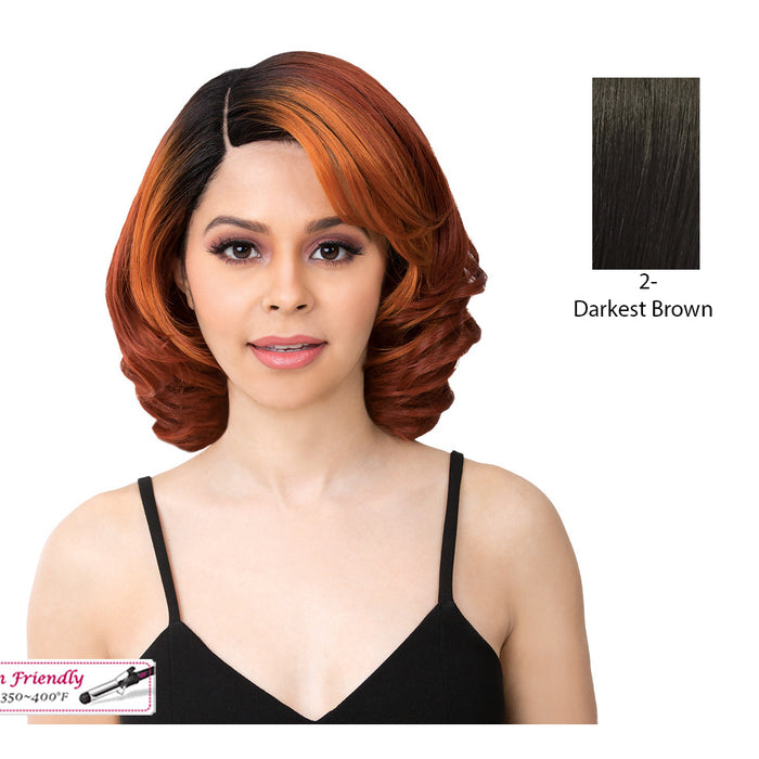 Synthetic Lace Wig For Deep Side Part, To Wear,Darkest Brown