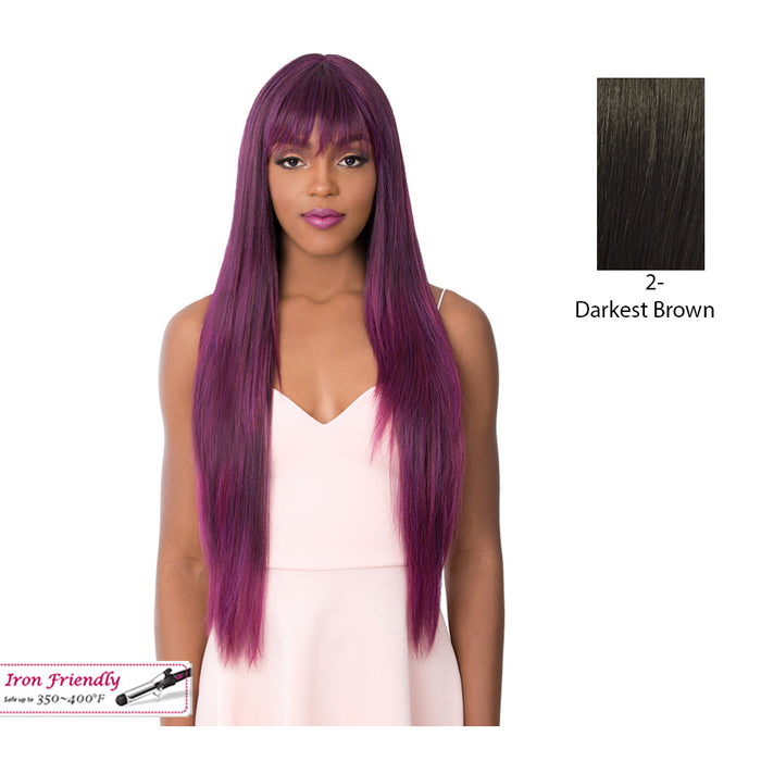 Synthetic Short Center Part Wig,Darkest Brown