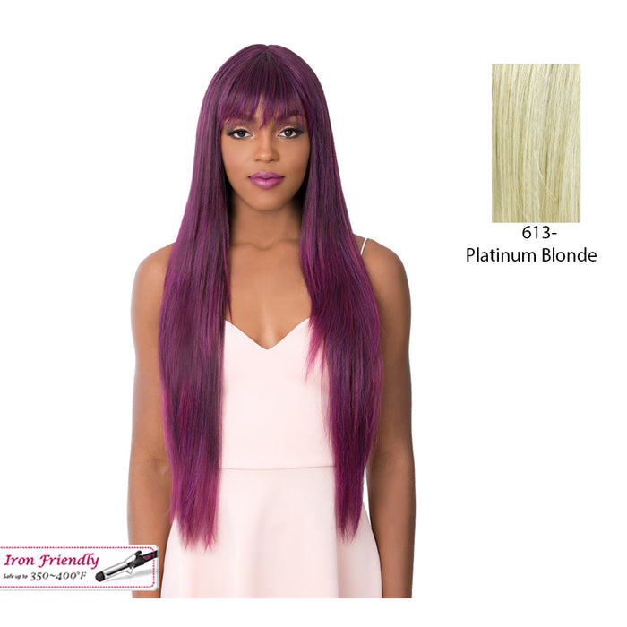 Synthetic Short Center Part Wig,Platinum Blonde