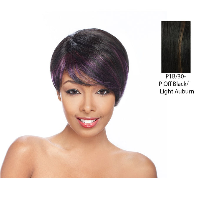 Human Hair Cloth Cap ,Mix Off Black/Light Auburn