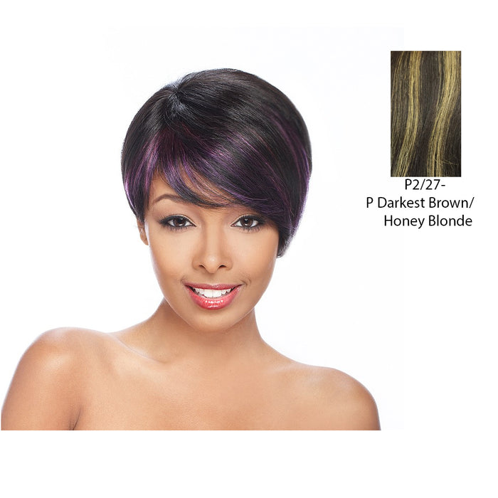 Human Hair Cloth Cap ,Darkest Brown Base With Strawberry Blonde Highlights
