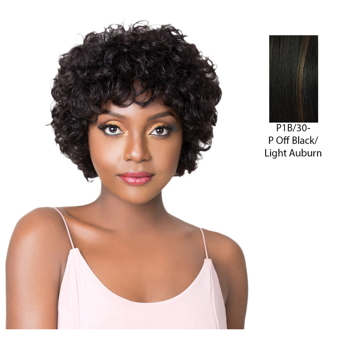 100 Percent HH Baba Human Hair Wig,Mix Off Black/Light Auburn