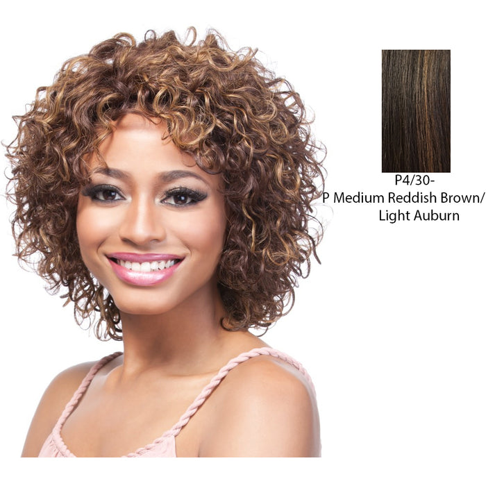 100 Percent Human Hair Wig,Medium Brown Base With Light Auburn Highlights