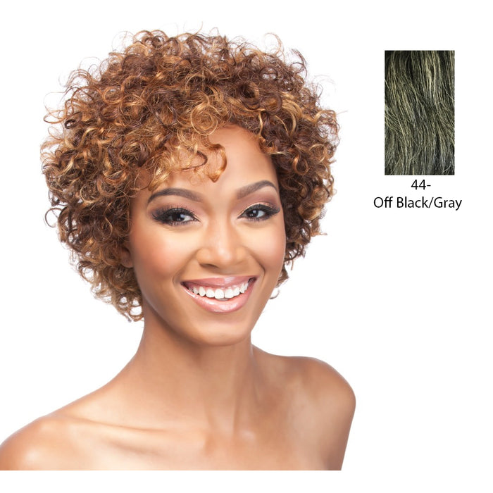 Weave Human Hair Wig,Off Black With 50 Percent Gray