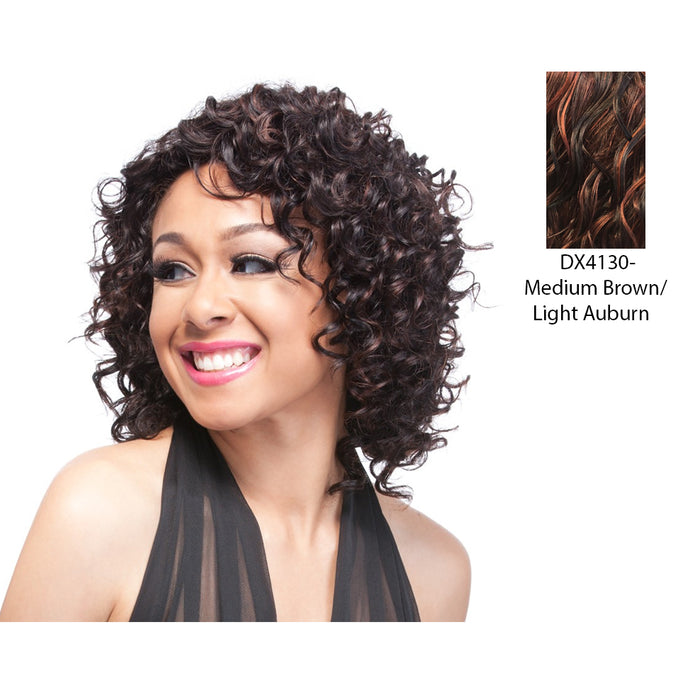 Human Hair Wig,Two Tone Frost Blend Of Medium Brown And Light Auburn With Medium Brown Bottom
