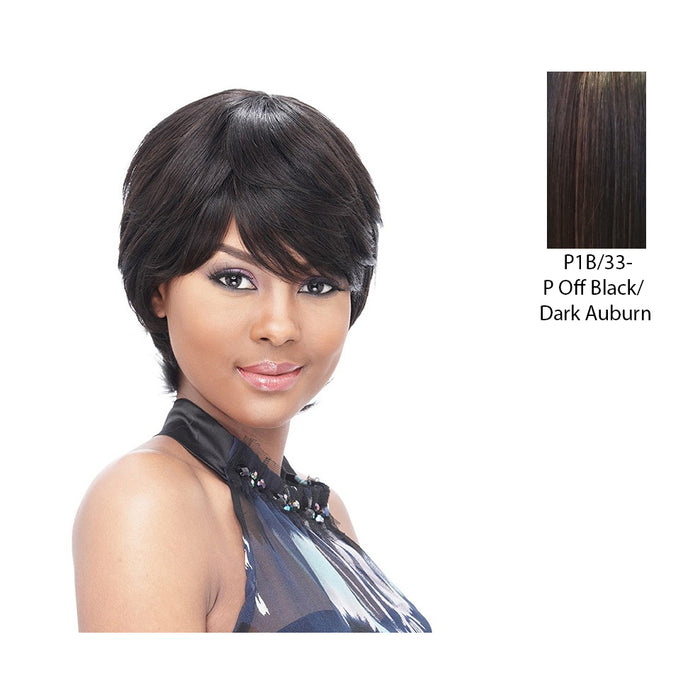 100 Percent Human Full Wig,Off Black/ Aurburn