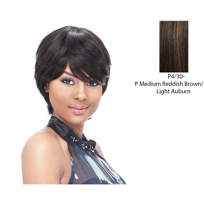 100 Percent Human Full Wig,Medium Brown Base With Light Auburn Highlights