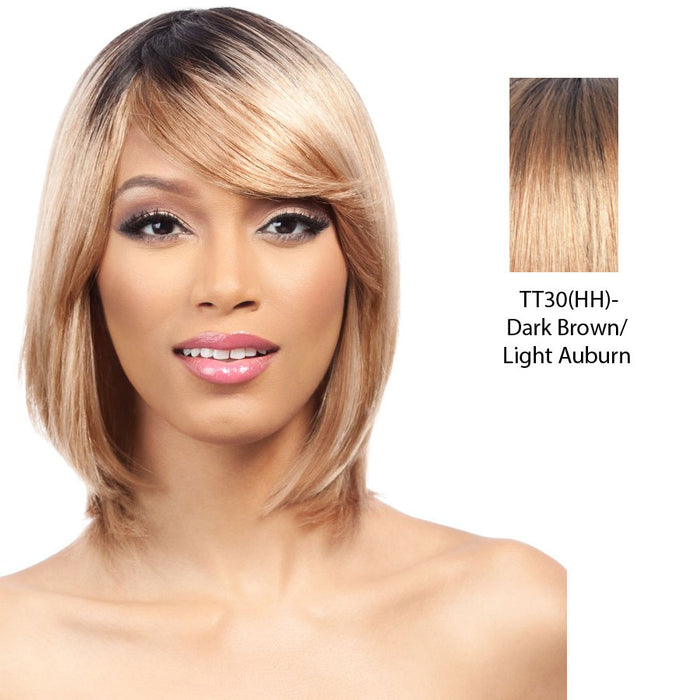 Salon Remi 100% Human Hair Wig,Dark brown roots with light auburn