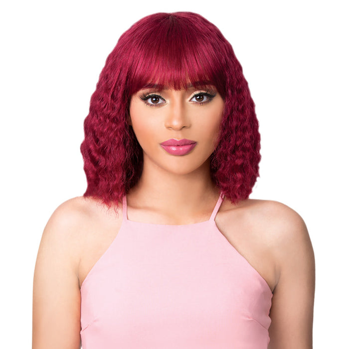 100% Brazilian Natural Blue Human Hair Wig,Burgundy