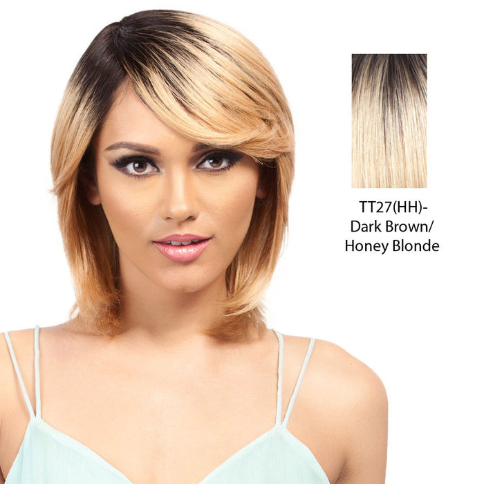 Remi Human 100% Brazilian Full Wig,Dark brown roots with strawberry blonde