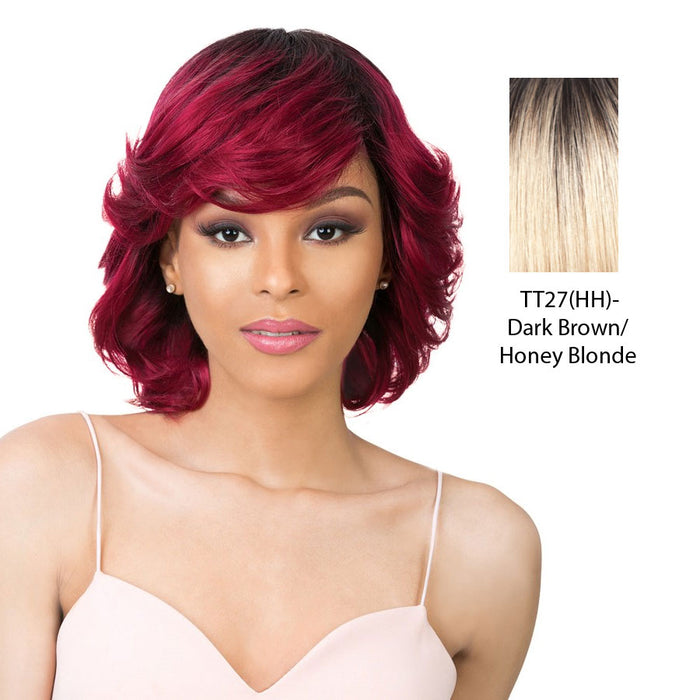100% Brazilian Natural Human Hair Wig,Dark brown roots with strawberry blonde