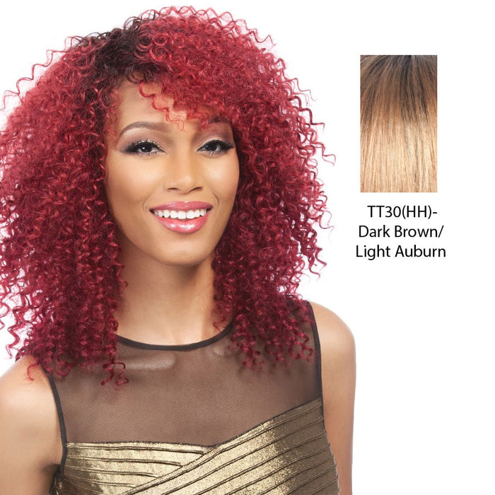 Salon Remi Natural Human Hair Wig,Dark brown roots with light auburn