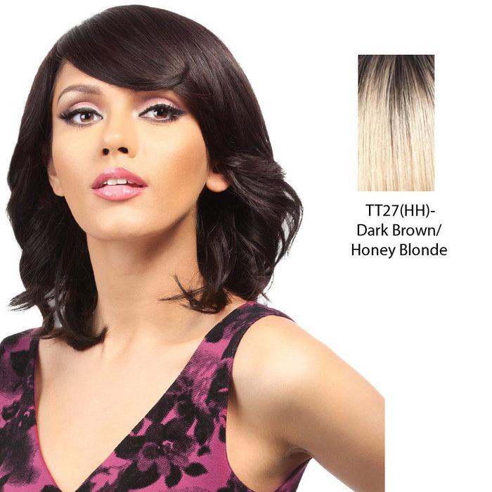 Brazilian Human Hair Wig,Dark brown roots with strawberry blonde