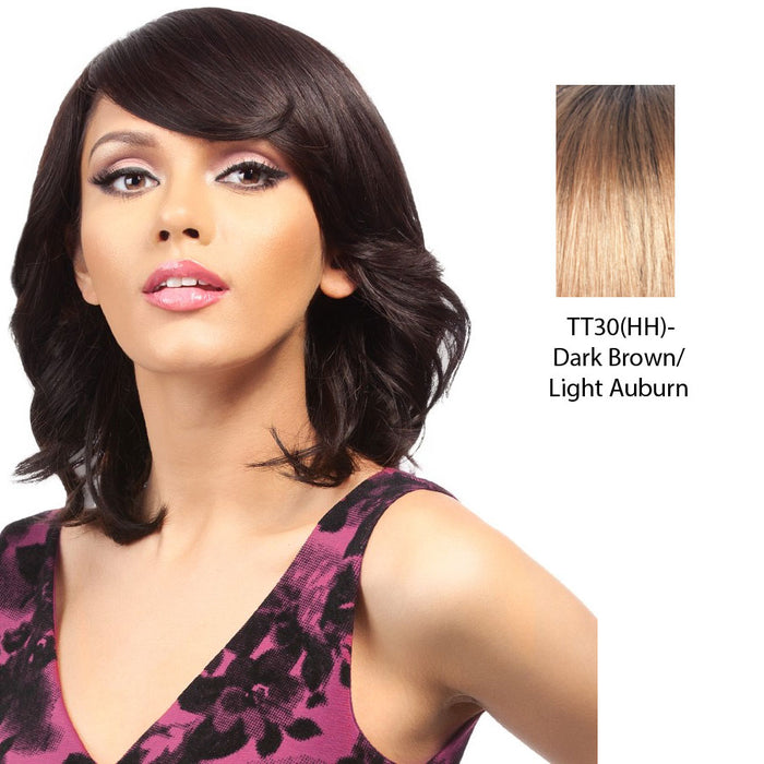 Brazilian Human Hair Wig,Dark brown roots with light auburn