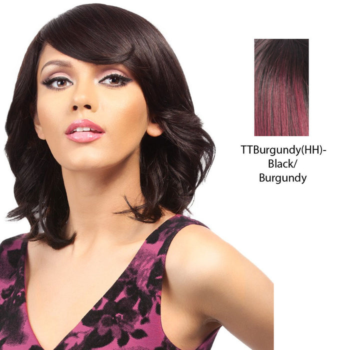 Brazilian Human Hair Wig,Black roots with burgundy