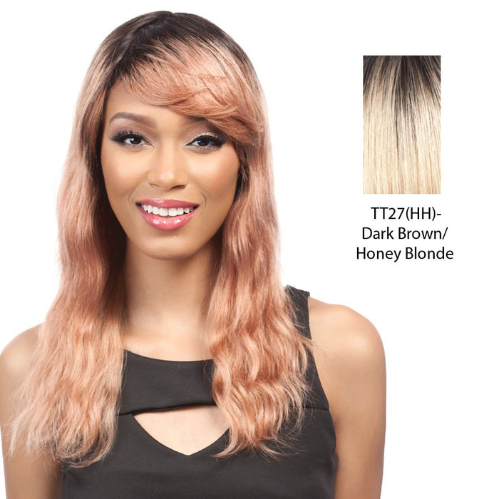 Salon Remi 100% Brazilian Human Hair Unprocessed Wig,Dark brown roots with strawberry blonde