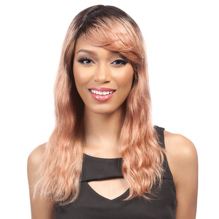 Salon Remi 100% Brazilian Human Hair Unprocessed Wig,Dark brown roots with light auburn