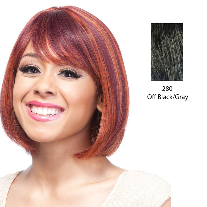 100% Human Hair Wig Human Hair Nia,Off black with 15% gray