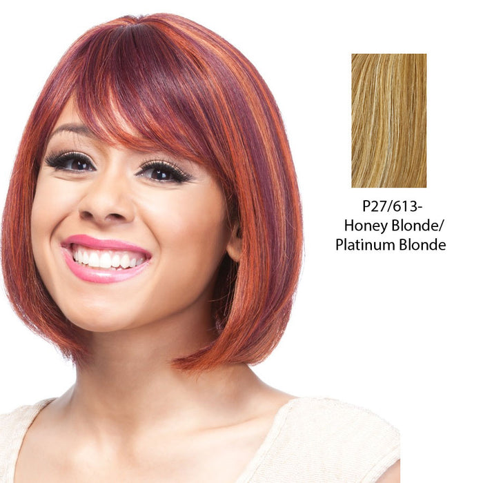 100% Human Hair Wig Human Hair Nia,Streaked blend of strawberry blonde and platinum blonde