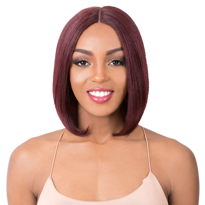 100% Human Hair 5" Deep Parting Lace Wig,Dark wine