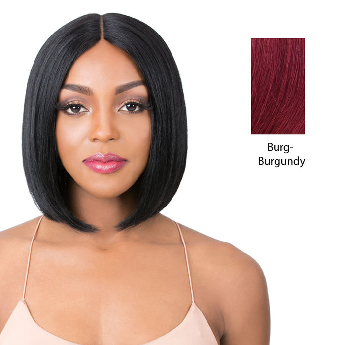 100% Human Hair 5" Deep Parting Lace Wig,Burgundy
