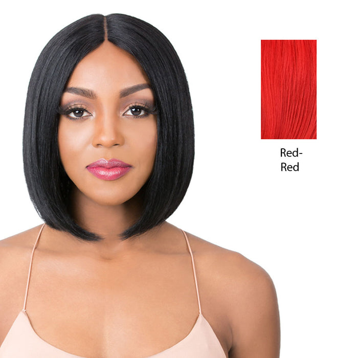 100% Human Hair 5" Deep Parting Lace Wig,Red