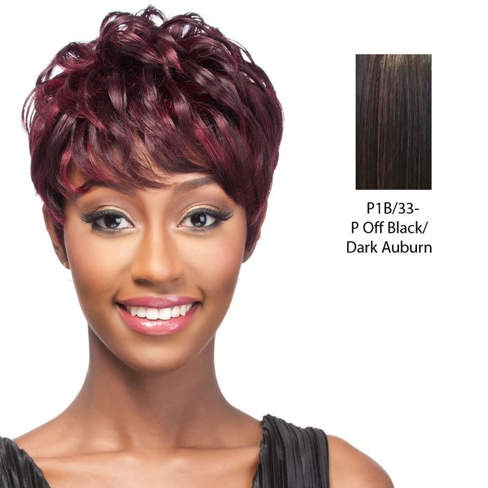 Human Hair Wig,Off black base with dark auburn highlights