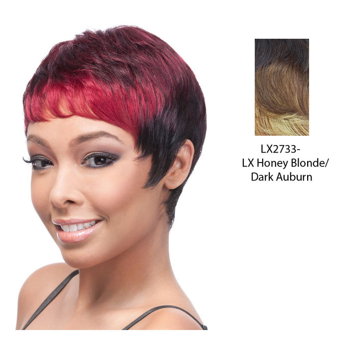 Human Hair Wig,Two tone frost blend of dark auburn layer over strawberry blonde bottom