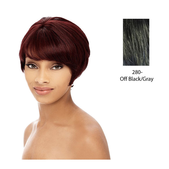 100 %Human Hair Full Wig,Off black with 15% gray