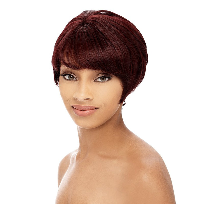 100 %Human Hair Full Wig,Blend of dark wine, dark strawberry blonde, and flame red