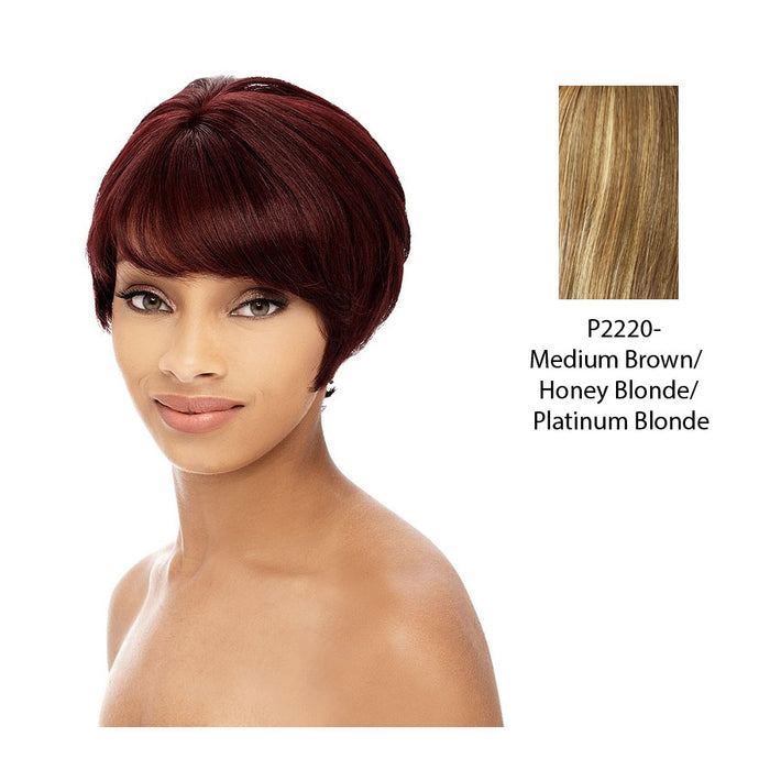 100 %Human Hair Full Wig,Streaked blend of medium brown, strawberry blonde, and platinum blonde