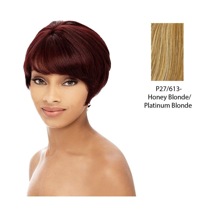 100 %Human Hair Full Wig,Streaked blend of strawberry blonde and platinum blonde