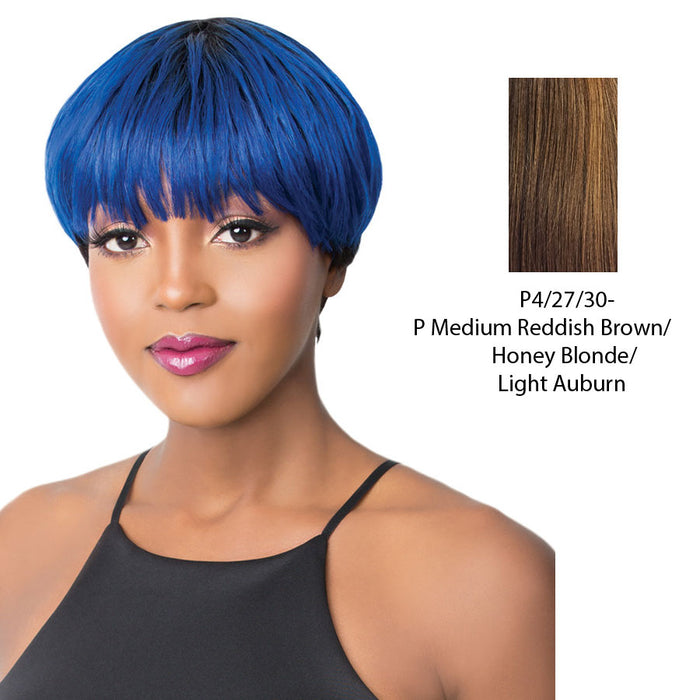 100% Human Brazilian Hair Wig Tata,Streaked blend of medium brown, strawberry blonde, and light auburn
