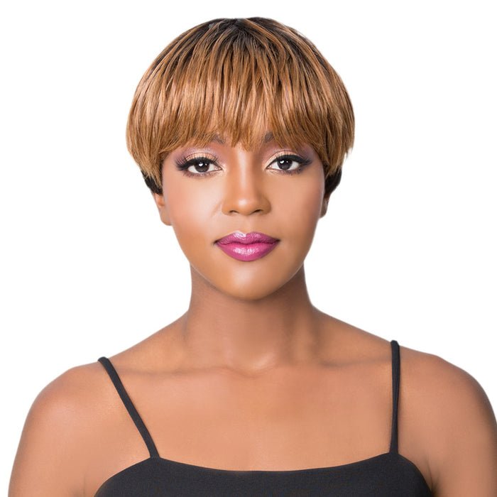100% Human Brazilian Hair Wig Tata,Dark brown roots with light auburn/1b