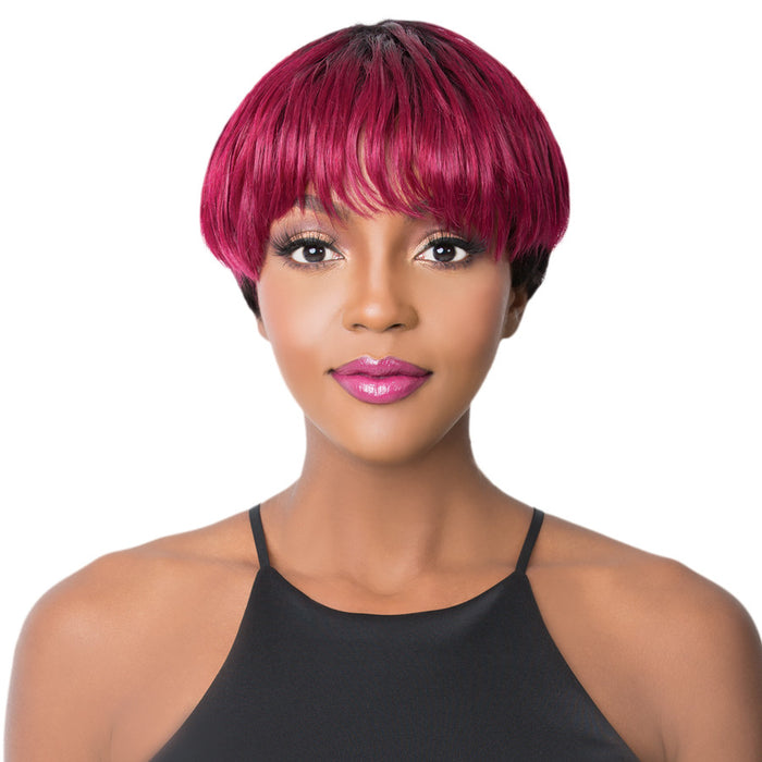 100% Human Brazilian Hair Wig Tata,Black roots with burgundy/1b