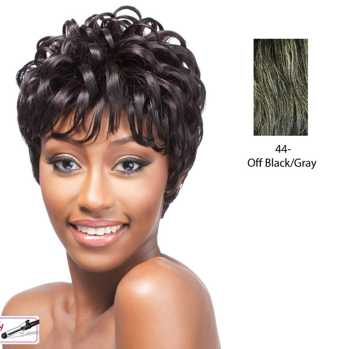 Cap Weave Human Hair Wig Human Hair Tataya,Off black with 50% gray