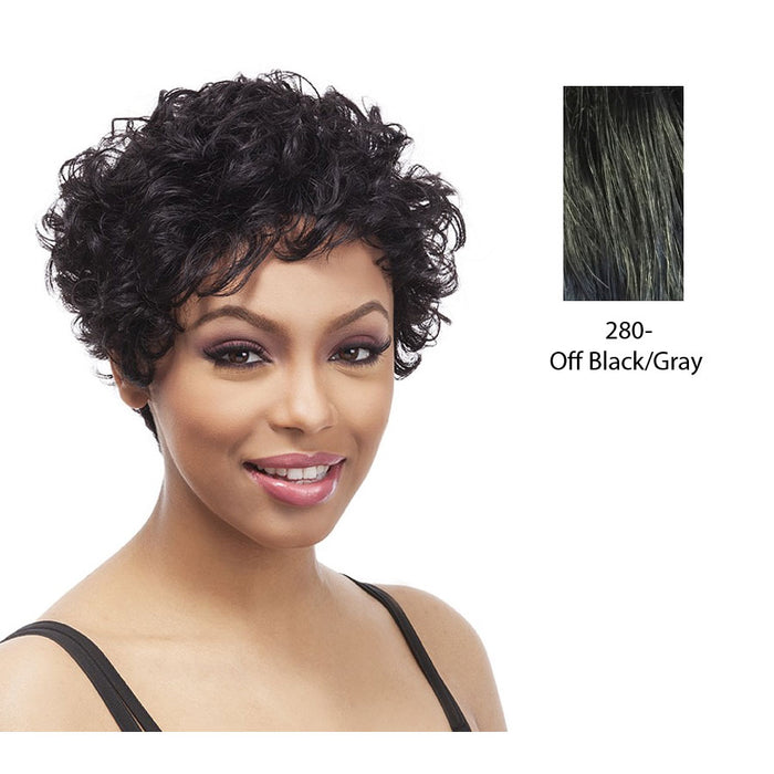 100% Human Hair Wig Theresa,Off black with 15% gray