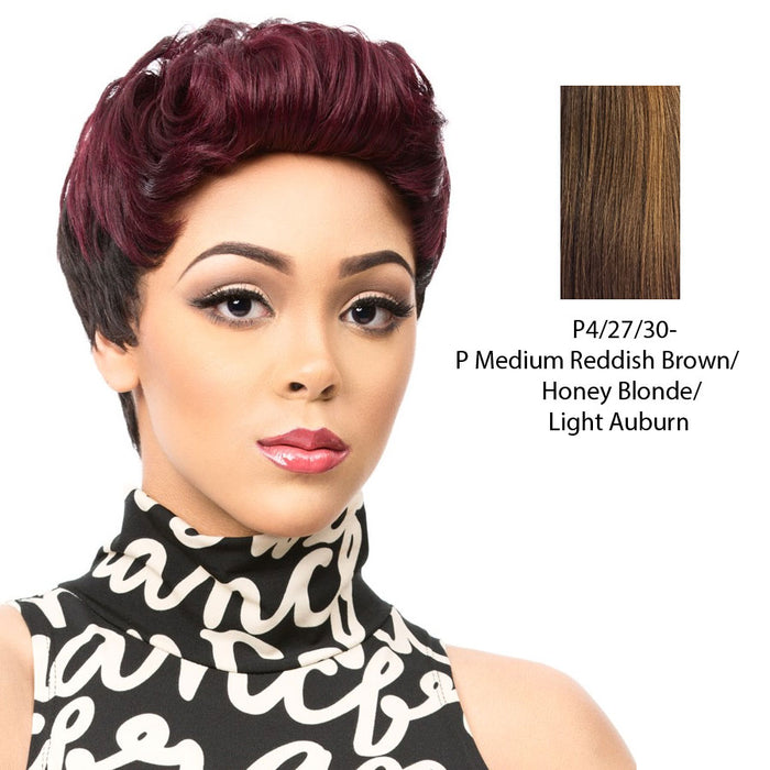 Human Hair Wig Human Hair Tisa,Streaked blend of medium brown, strawberry blonde, and light auburn