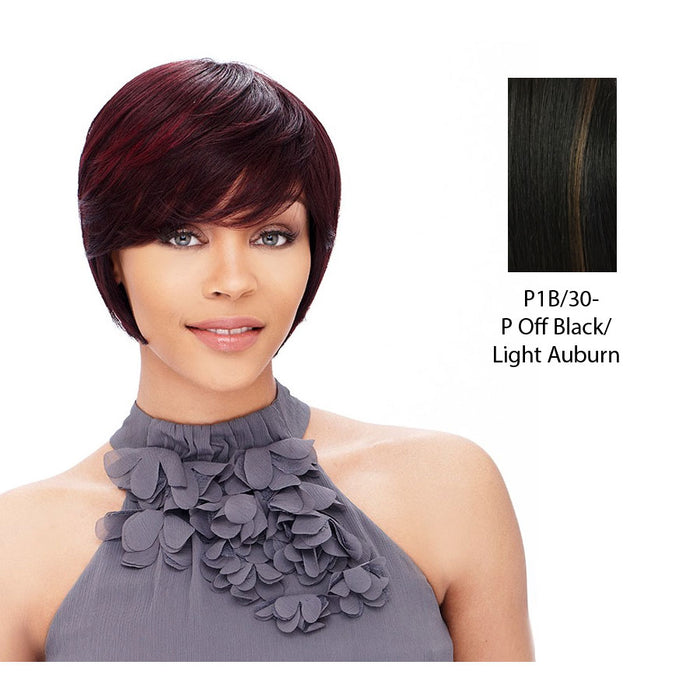 Cap Weave! Wig Human Hairvictoria,Off black base with light auburn highlights