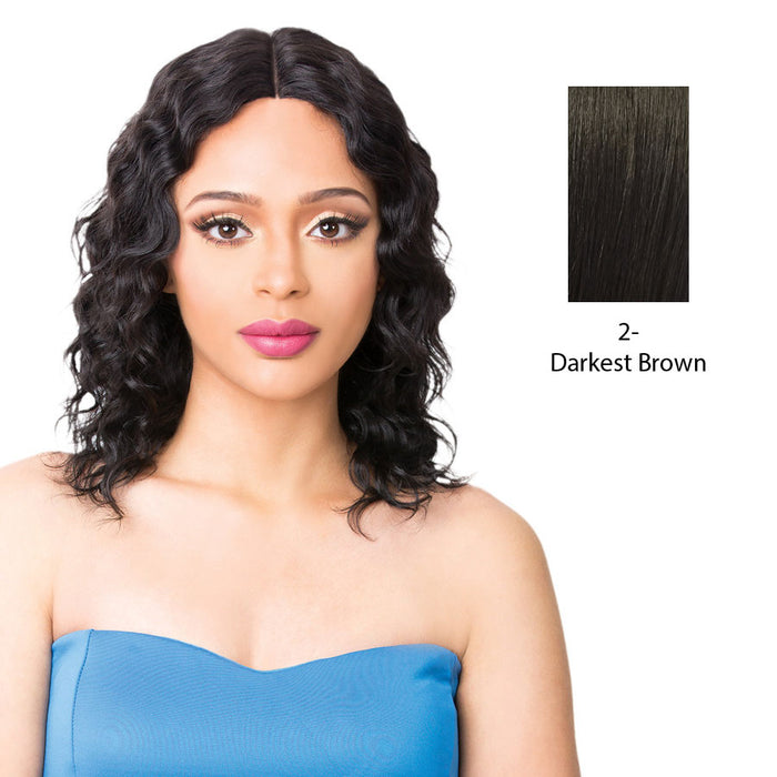 Brazilian Human Hair Swiss Lace Front Wig Wet N Wavy Truly,Darkest brown