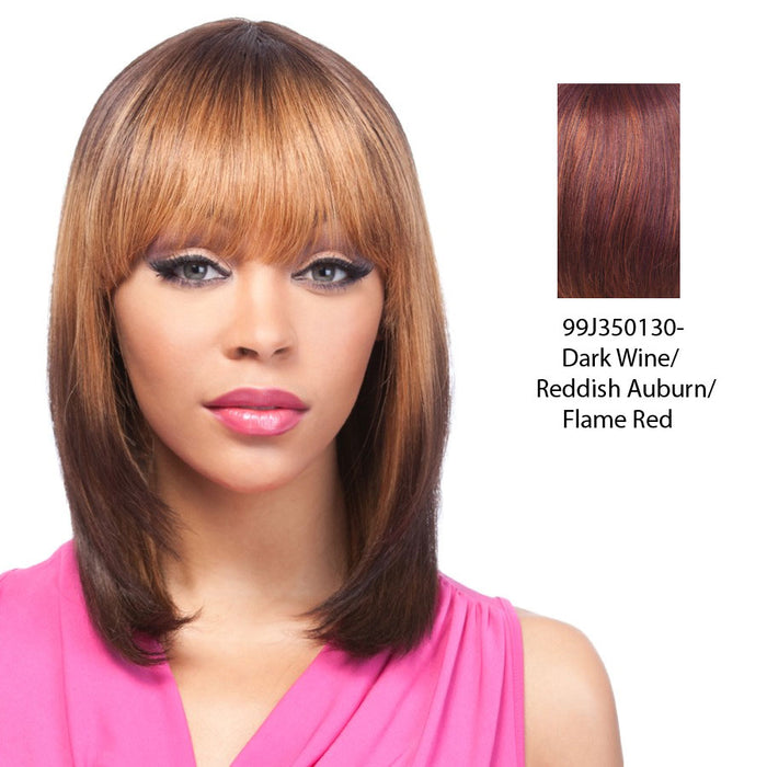 100% Human Hair Wig Yaki 1012,Blend of dark wine, dark strawberry blonde, and flame red