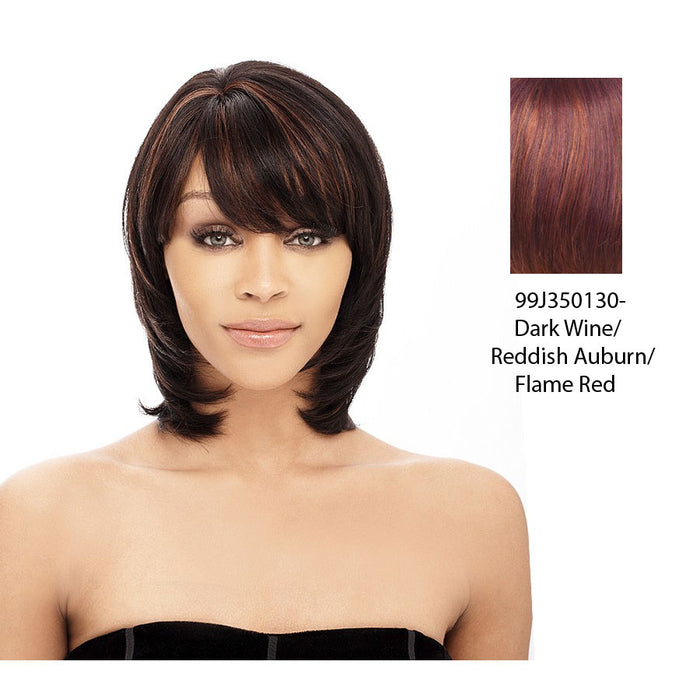 100% Human Hair Wig Yaki 810,Blend of dark wine, dark strawberry blonde, and flame red
