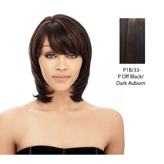 100% Human Hair Wig Yaki 810,Off black base with dark auburn highlights
