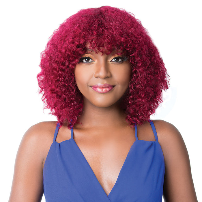 100% Brazilian Human Hair Wig Wet N Wavy Nick,Burgundy