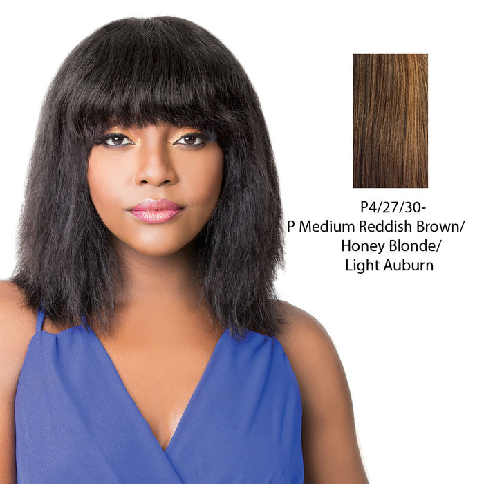 100% Brazilian Human Hair Wig Wet N Wavy Nick,Streaked blend of medium brown, strawberry blonde, and light auburn