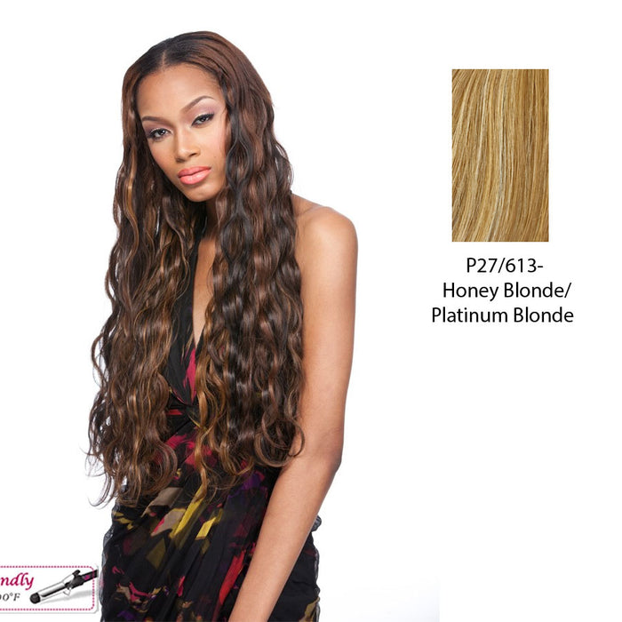 Italian Wave Synthetic Dip Dye Extension 18,Streaked blend of strawberry blonde and platinum blonde