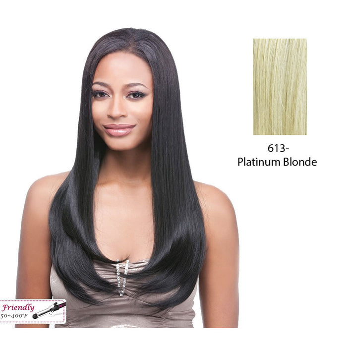 100% Synthetic Clip On J Curl, 18",Platinum blonde
