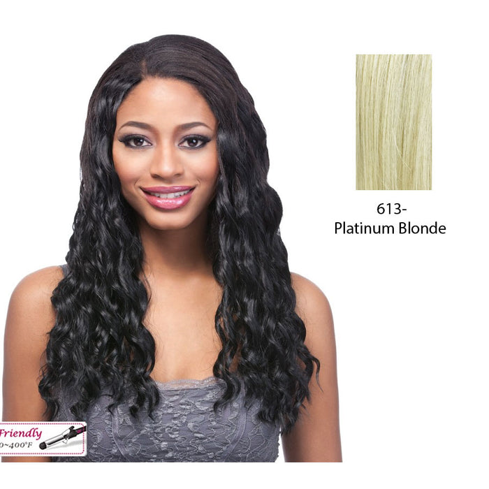 18" Ocean Wave Synthetic Clip On Extensions,Platinum blonde